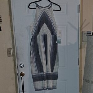 Carve Designs Navy and White Midi Dress